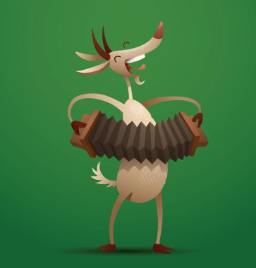 Funny goat plays the accordion