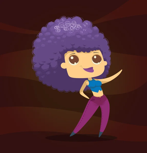 Cute funny girl with purple hair — Stock vektor