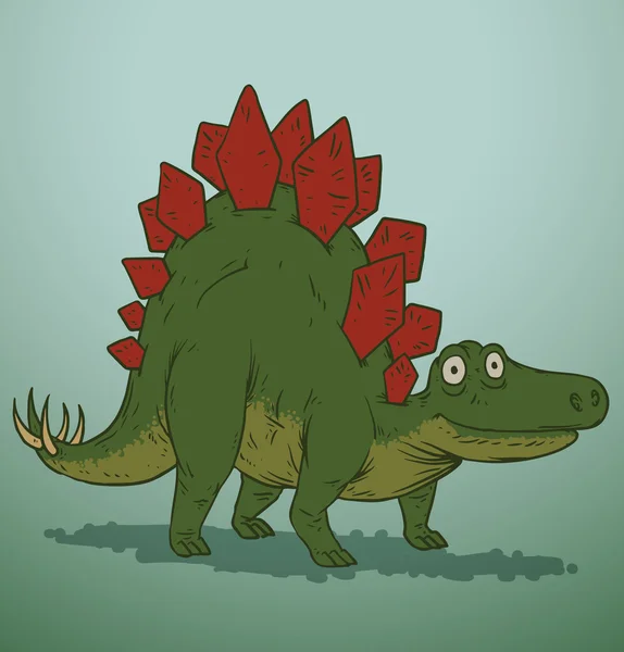 Dinossauro bonito verde e vermelho — Vetor de Stock