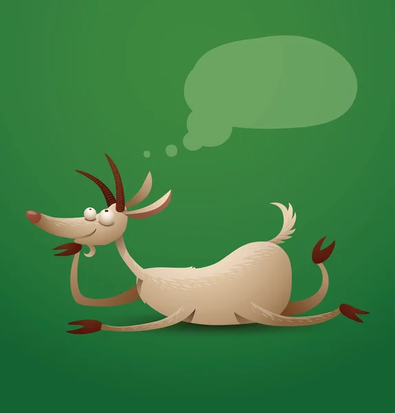 Funny goat lies — Stock Vector