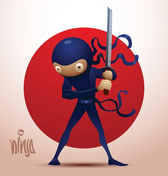 Ninja guerrero con espada — Vector de stock