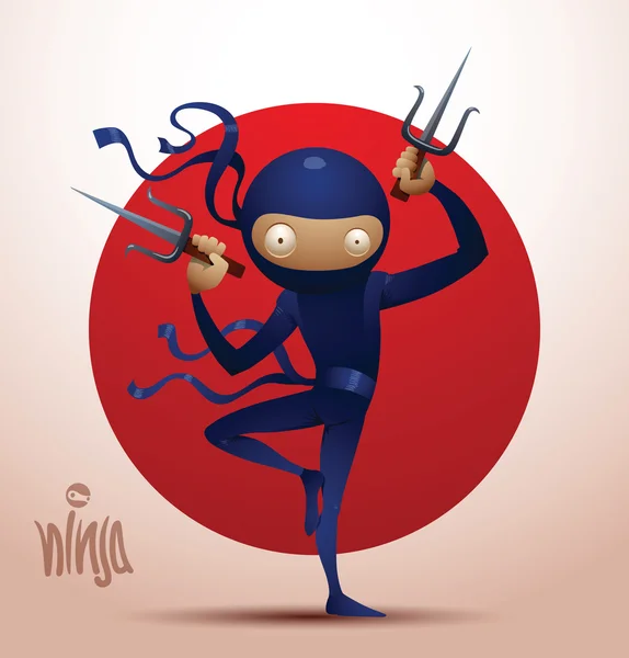 Ninja warrior with daggers sai — Wektor stockowy