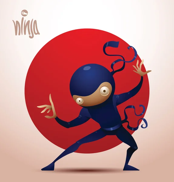 Ninja warrior standing in a fighting stance — Stockvector