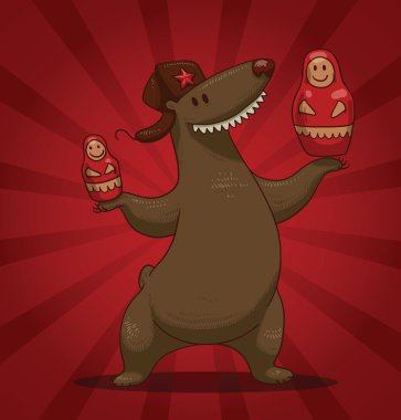 Russian bear with a matreshkas