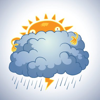 Funny sun hid behind a cloud