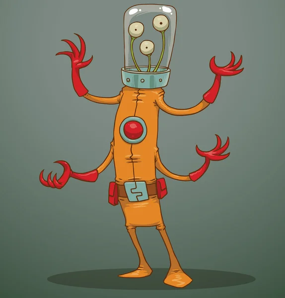 Funny alien with four arms — Stockový vektor