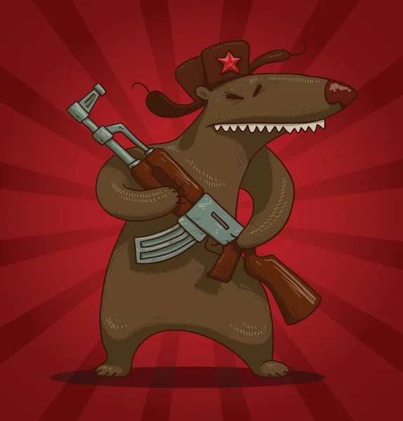 Ours russe avec une mitrailleuse — Image vectorielle
