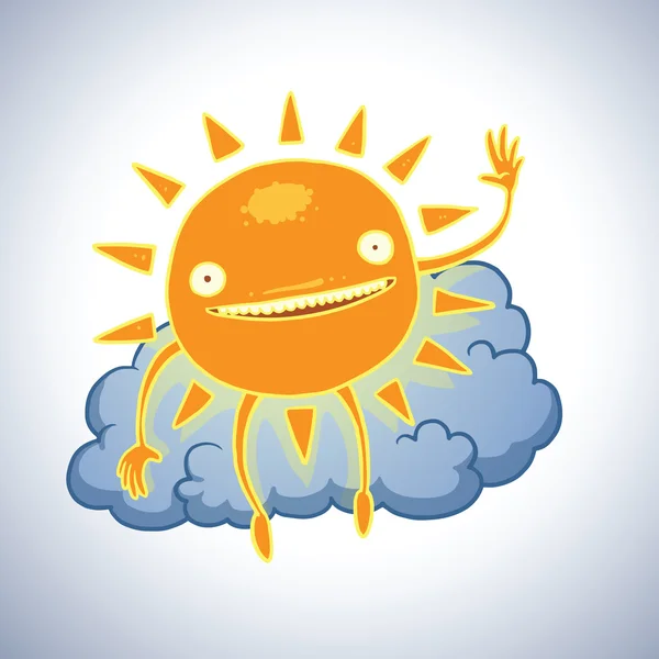 Funny sun smiling — Stockvector