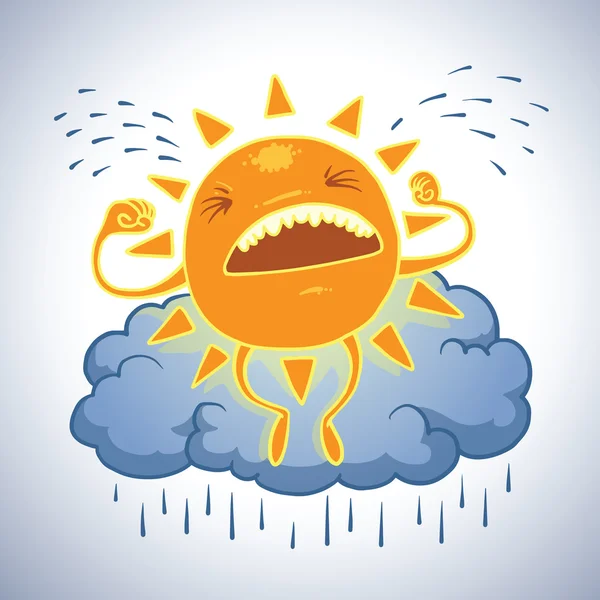 Funny sun crying — Stockvector