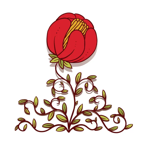 Floral decor red — Stockový vektor