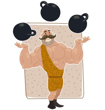 Retro atlet kettlebells juggles