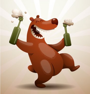 bira şişesi ile ayı