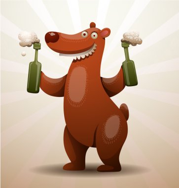 bira şişesi ile ayı