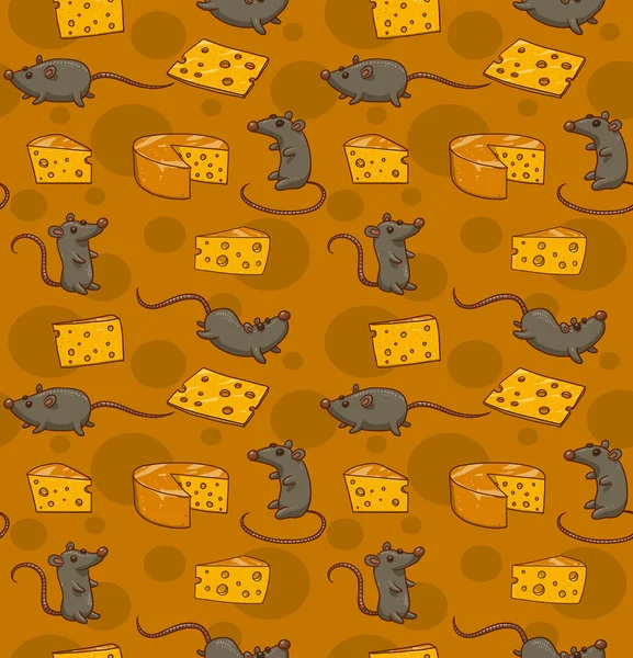 Patrón con ratones y queso — Vector de stock