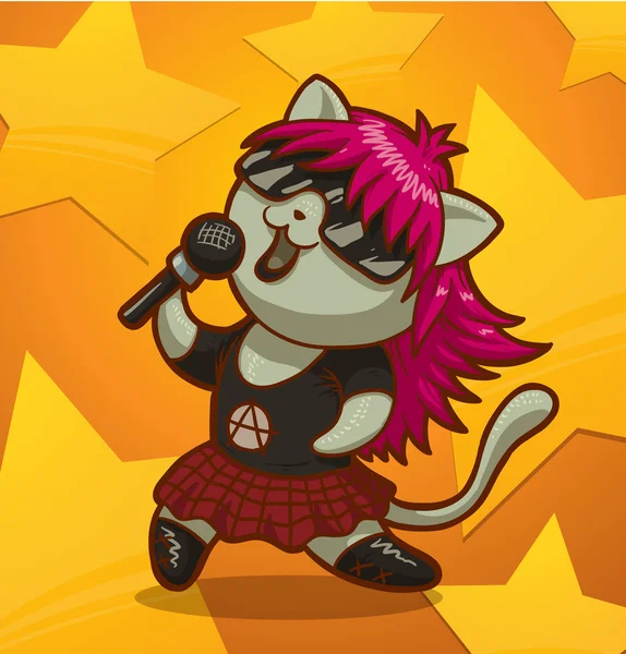 Кішка жінка рок співачка — стоковий вектор