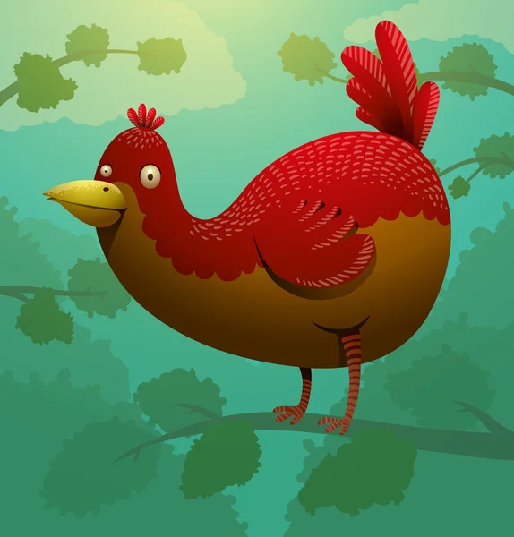 Divertido pájaro rojo — Vector de stock