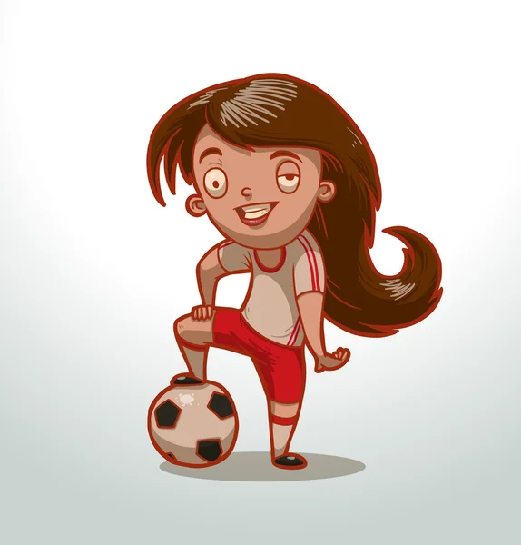 Flicka fotbollsspelare — Stock vektor