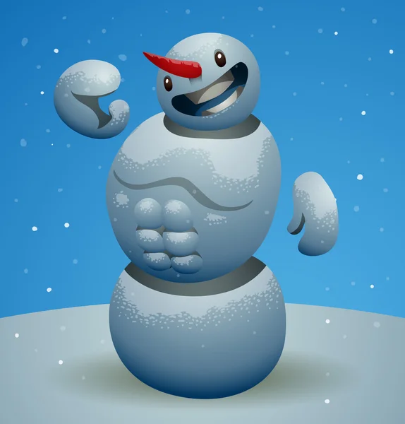 Boneco de neve forte bonito — Vetor de Stock