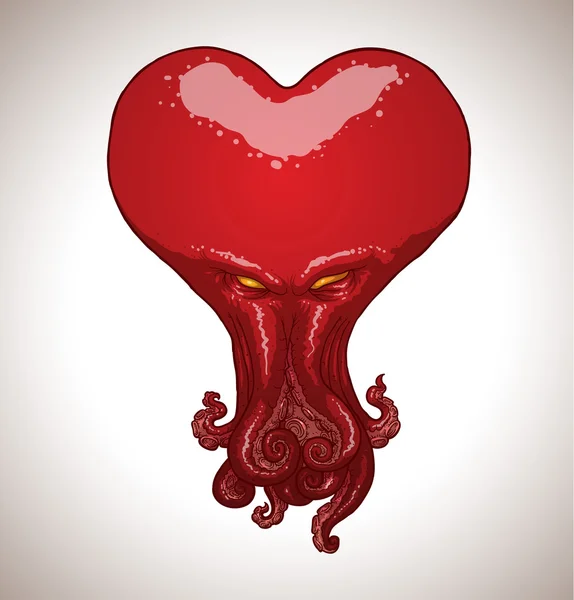Corazón de pulpo rojo — Archivo Imágenes Vectoriales