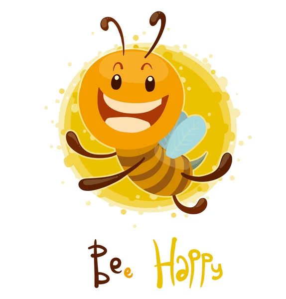 Abeja linda feliz — Vector de stock