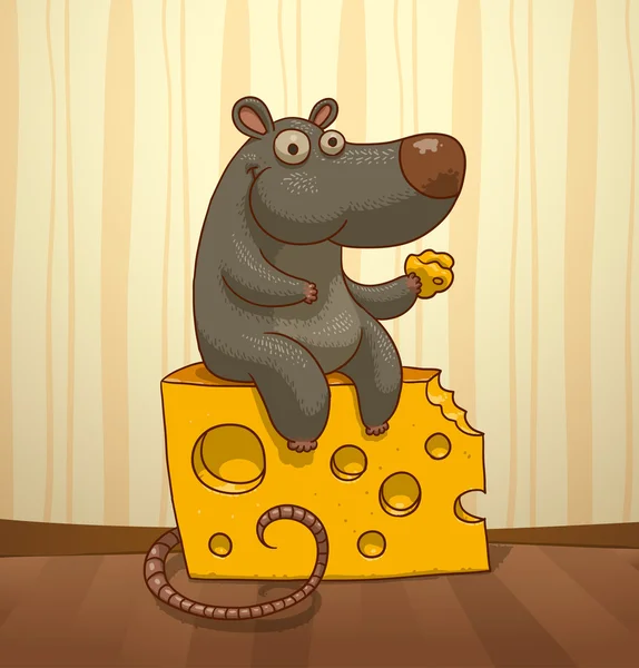 Mouse sitting on cheese — Stock Vector © IvanNikulin 88012602