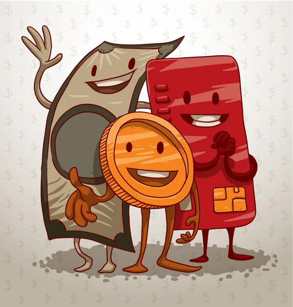 Dibujos animados dinero divertido — Vector de stock