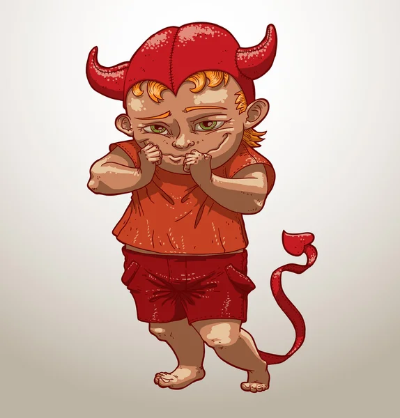 Menino diabo vermelho — Vetor de Stock