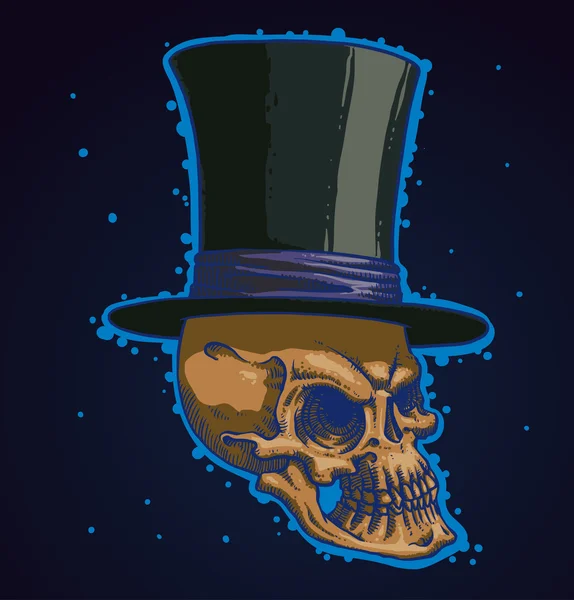 Calavera mágica en sombrero — Vector de stock