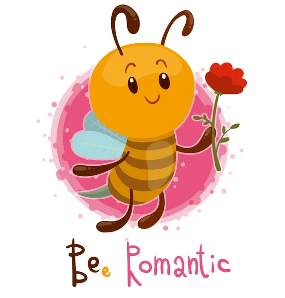 Cute bee romantis - Stok Vektor