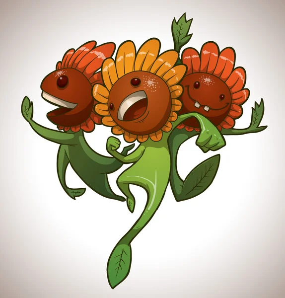 Happy Cartoon-bloemen — Stockvector