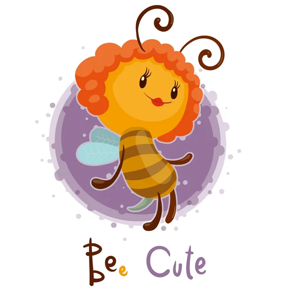 Girly bee cute - Stok Vektor