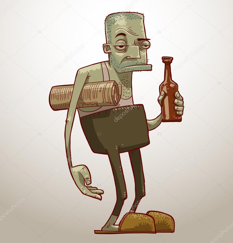 old alcoholic with beer