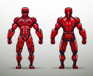 Red Cyborg soldier clipart