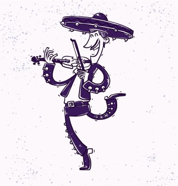 keman ile karikatür Mariachi