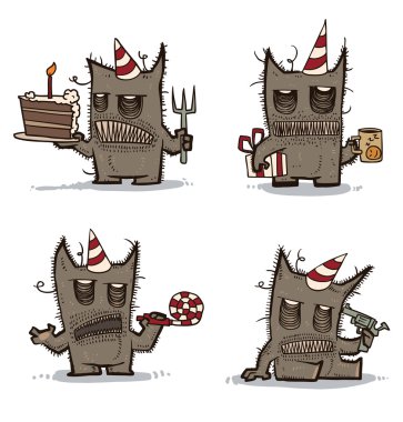 Awful Monster Birthday set clipart