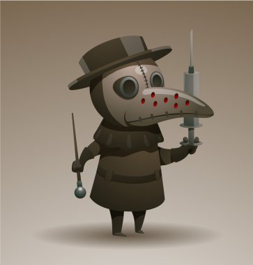 Plague Doktor şırınga ve baston ile