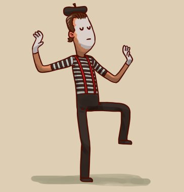 cartoon Mime with eyes closed