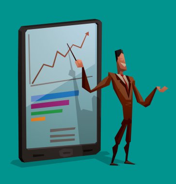 İşadamı ve akıllı telefon tanıtımı