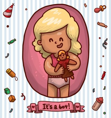 Sevimli küçük kız bebek ile