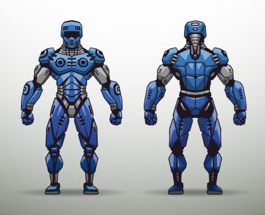blue Cyborg soldier clipart
