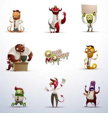 Set of Office monsters clipart
