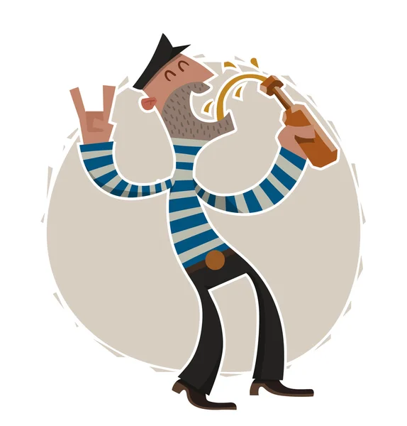 П'яний моряк з пляшкою — стоковий вектор