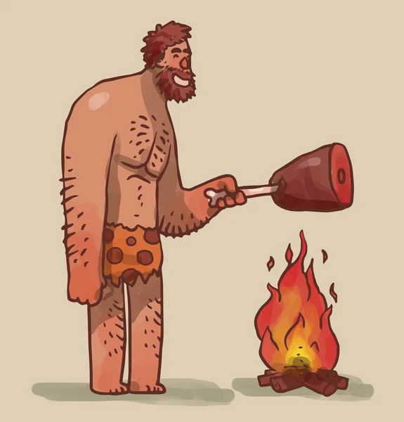 Funny cartoon caveman — Stock Vector