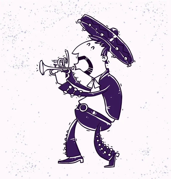 Dessin animé Mariachi avec cornet — Image vectorielle