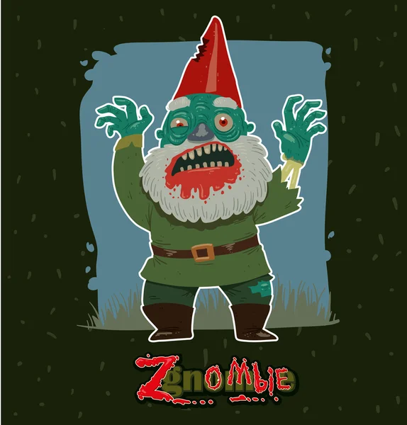 Drôle zombie gnome — Image vectorielle
