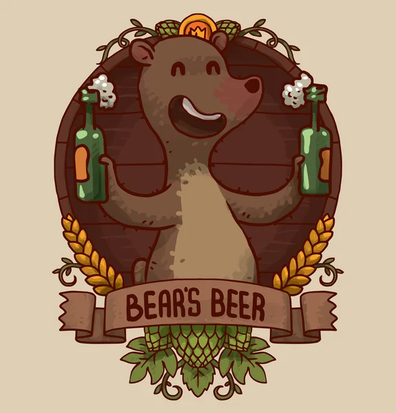 Медведь с пивной эмблемой — стоковый вектор