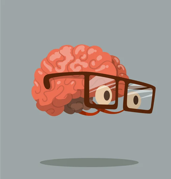 Cartoon brain with glasses — Stock Vector