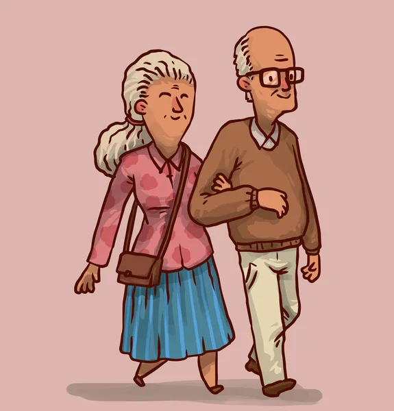 Pasangan tua yang bahagia - Stok Vektor