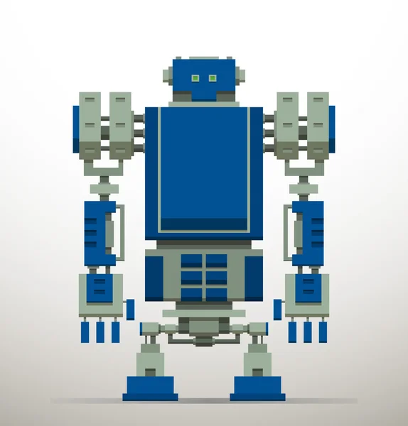 Robot píxel de dibujos animados — Vector de stock