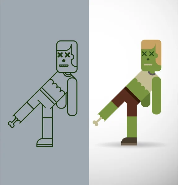 Flat zombie e Line Zombie — Vetor de Stock